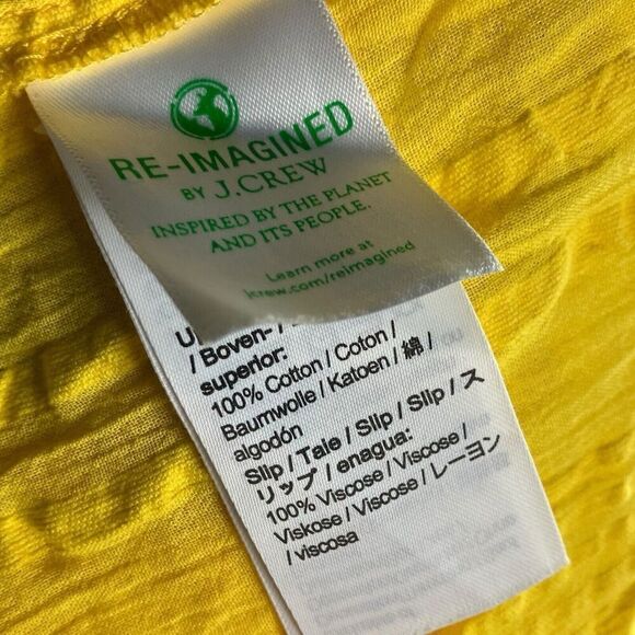 J.Crew Dress Women’s XXL Ruffle-trim tiered in cotton dobby yellow BR466 V-Neck - Picture 7 of 10